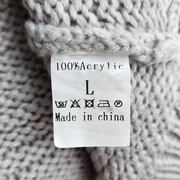 Casual Loose Fit Chunky Knit  Color Block Turtleneck Sweater L NWT - Picture 9 of 10